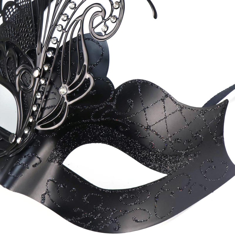 Coddsmz Mysterious Venetian Butterfly Lady Masquerade Halloween Party Mask (Black-2) - Image 5